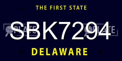 SBK7294 Delaware License Plate