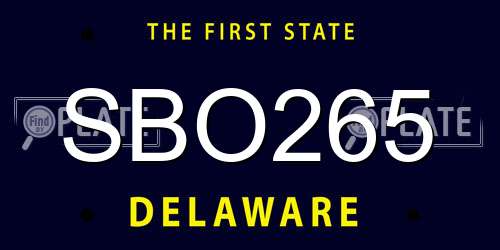 SBO265 Delaware License Plate