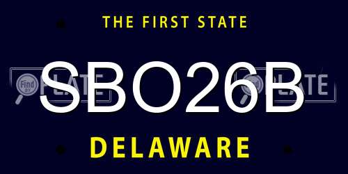 SBO26B Delaware License Plate
