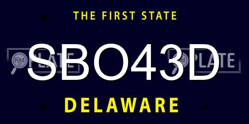 SBO43D Delaware License Plate