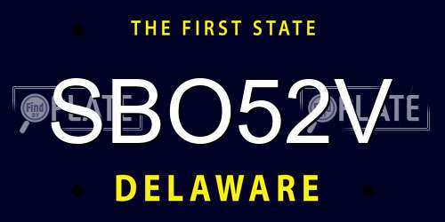 SBO52V Delaware License Plate