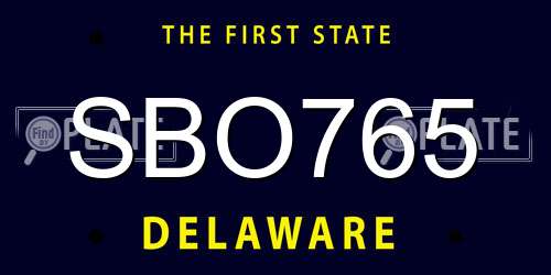 SBO765 Delaware License Plate
