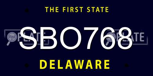 SBO768 Delaware License Plate