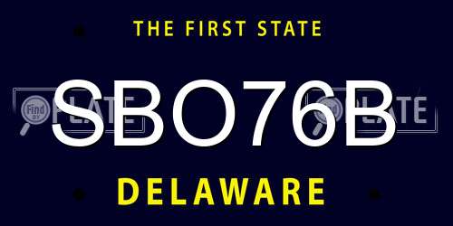 SBO76B Delaware License Plate