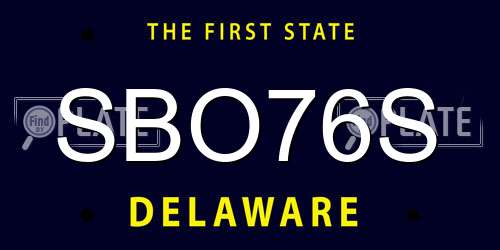 SBO76S Delaware License Plate