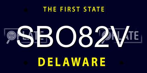 SBO82V Delaware License Plate
