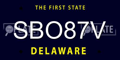 SBO87V Delaware License Plate