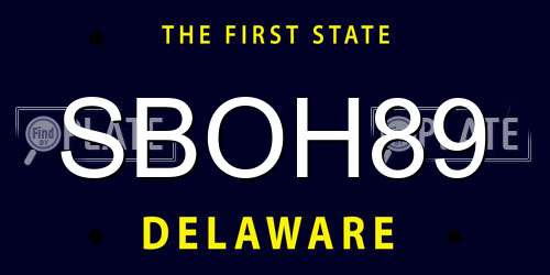 SBOH89 Delaware License Plate