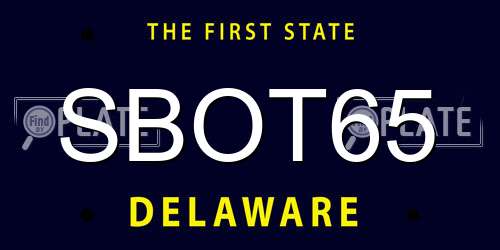 SBOT65 Delaware License Plate