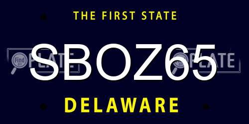 SBOZ65 Delaware License Plate