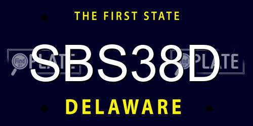 SBS38D Delaware License Plate