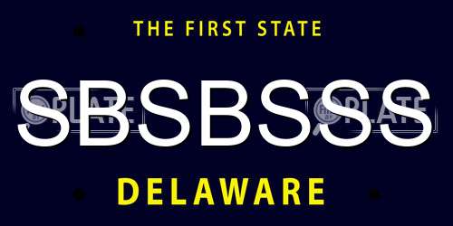 SBSBSSS Delaware License Plate