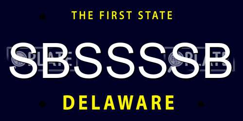 SBSSSSB Delaware License Plate