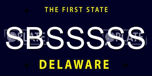 SBSSSSS Delaware License Plate