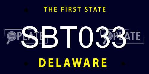 SBT033 Delaware License Plate