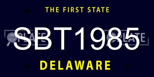 SBT1985 Delaware License Plate