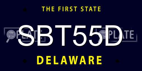 SBT55D Delaware License Plate