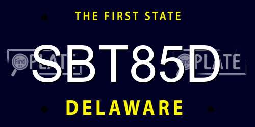 SBT85D Delaware License Plate
