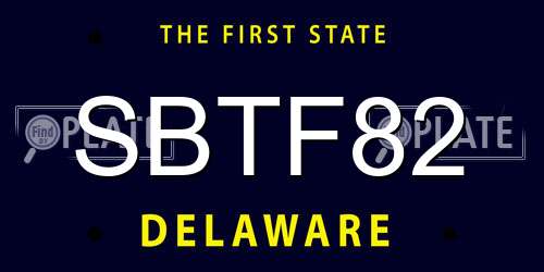 SBTF82 Delaware License Plate