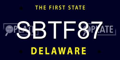 SBTF87 Delaware License Plate