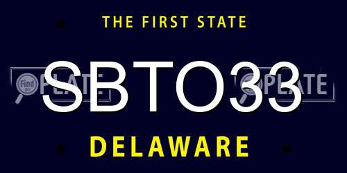 SBTO33 Delaware License Plate