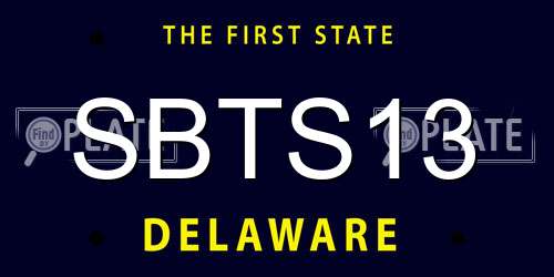 SBTS13 Delaware License Plate