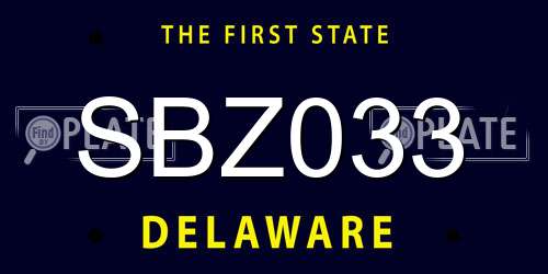 SBZ033 Delaware License Plate