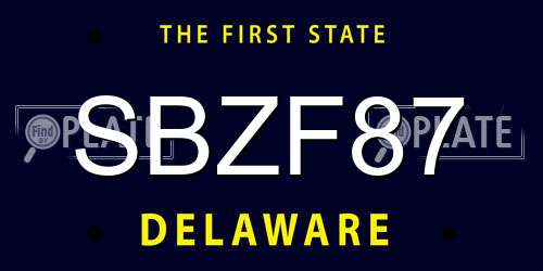 SBZF87 Delaware License Plate
