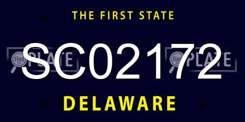 SC02172 Delaware License Plate