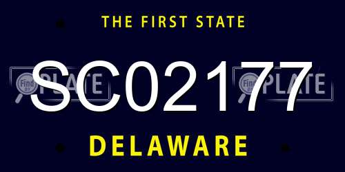 SC02177 Delaware License Plate