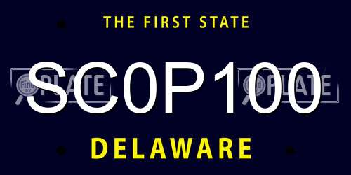 SC0P100 Delaware License Plate