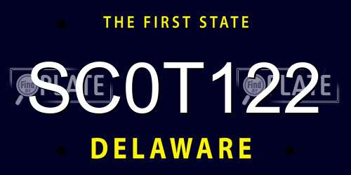 SC0T122 Delaware License Plate