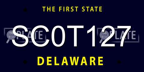 SC0T127 Delaware License Plate
