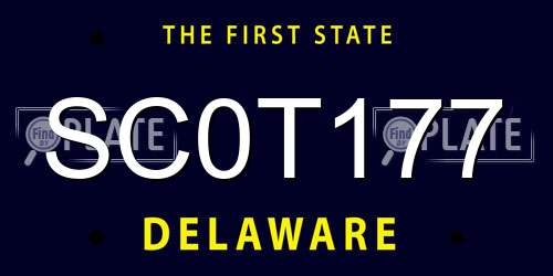 SC0T177 Delaware License Plate