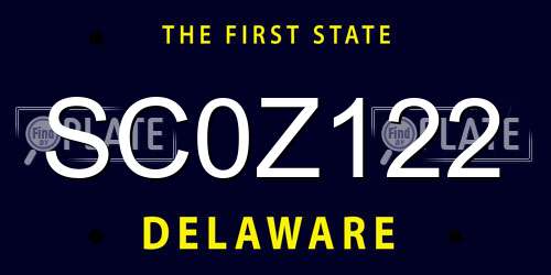 SC0Z122 Delaware License Plate