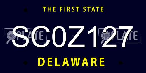 SC0Z127 Delaware License Plate
