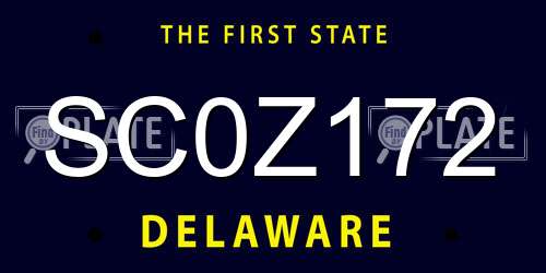 SC0Z172 Delaware License Plate