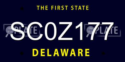 SC0Z177 Delaware License Plate