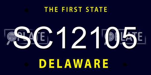 SC12105 Delaware License Plate