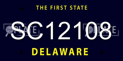 SC12108 Delaware License Plate