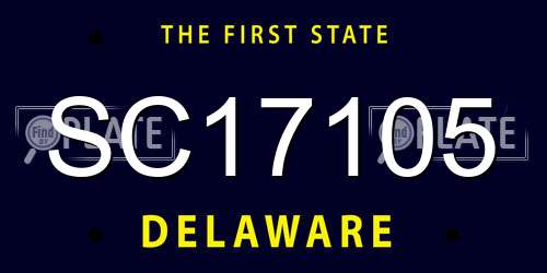 SC17105 Delaware License Plate