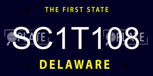 SC1T108 Delaware License Plate
