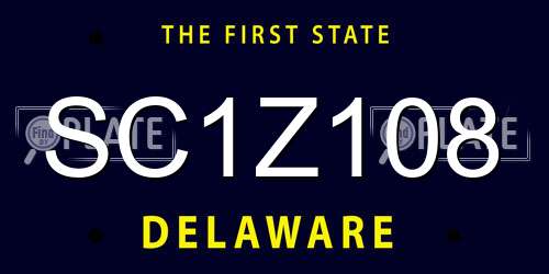 SC1Z108 Delaware License Plate