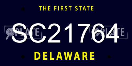 SC21764 Delaware License Plate