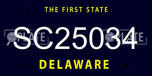 SC25034 Delaware License Plate