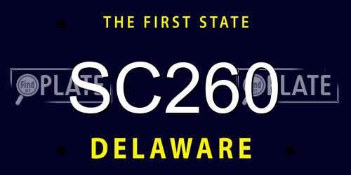 SC260 Delaware License Plate