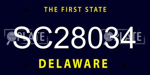 SC28034 Delaware License Plate