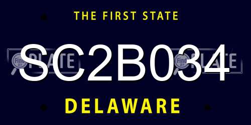 SC2B034 Delaware License Plate