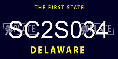SC2S034 Delaware License Plate