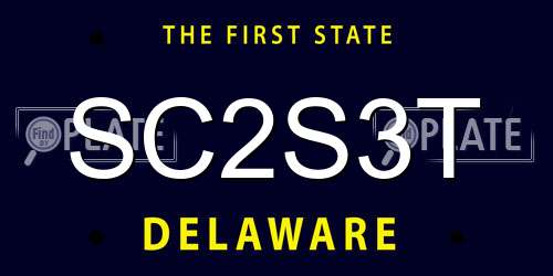 SC2S3T Delaware License Plate